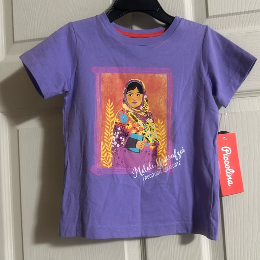 PICCOLINA MALALA YOUSAFZAI TEE: PURPLE : NEW WITH TAGS: SIZE 3T